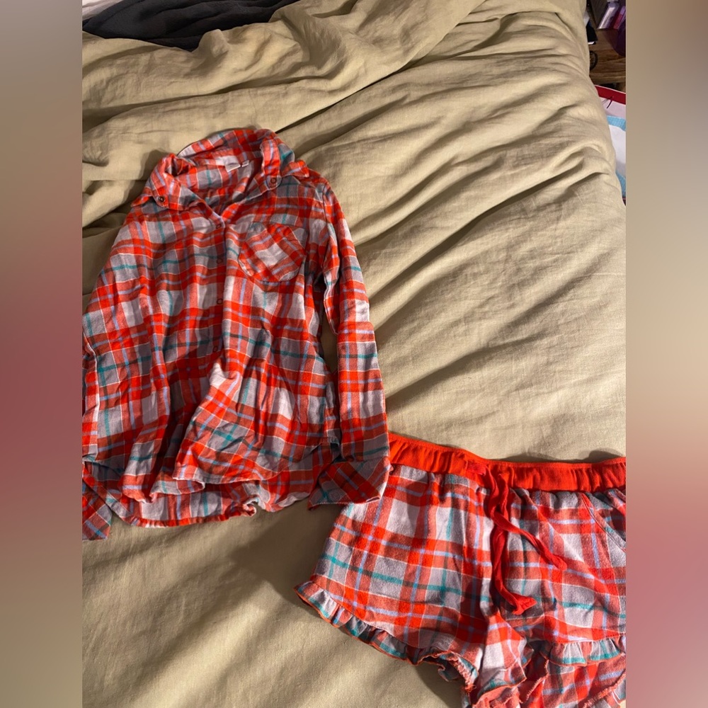 Cute plaid matching sleeping set